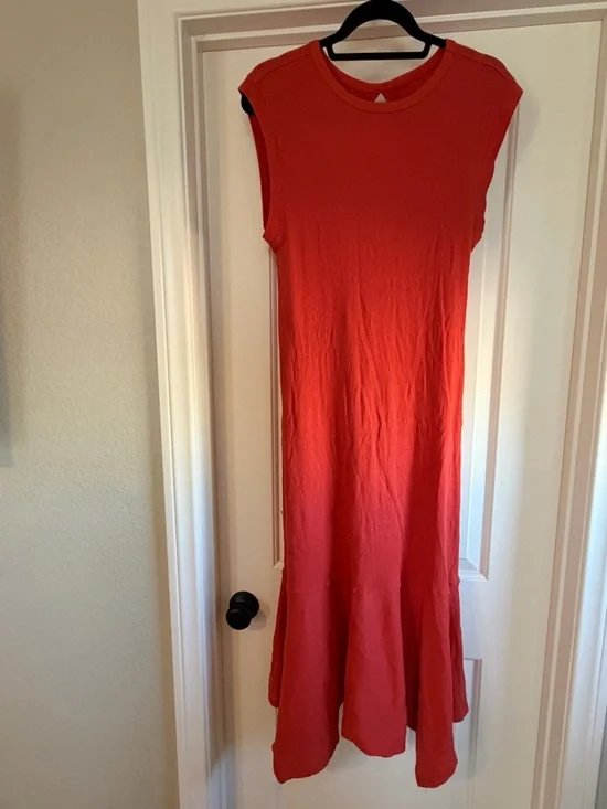 Anthropologie Red Midi Dress with Flared Hem - Picture 1 of 4